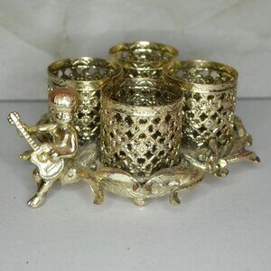 Vintage Sam Fink Lipstick Holder With Guitar Playing Figure Vanity Dresser Decor